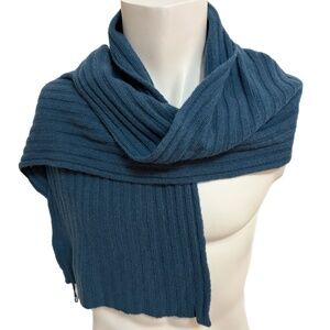 Blue Wool-Cashmere Scarf – Eric Sana Limited Edition Italian Ribbed Knit 🇮🇹